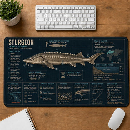 Sturgeon Fishing Field Guide Desk Mat | 5To9Vibe