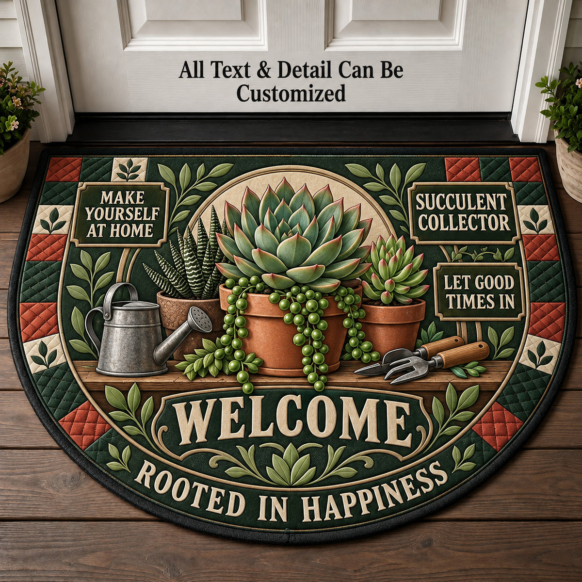 Succulent Collector Personalized Half Round Mat | 5To9Vibe