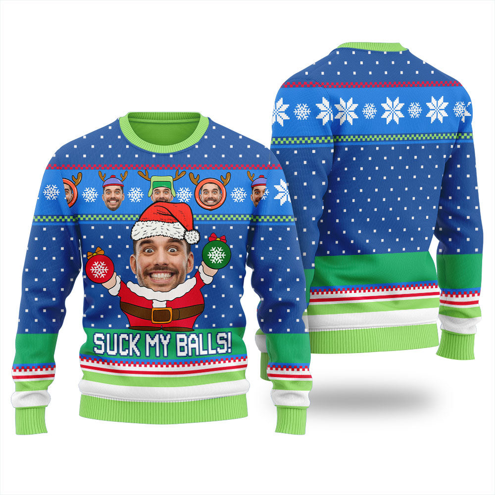 Suck My Balls Naughty Personalized Ugly Sweater