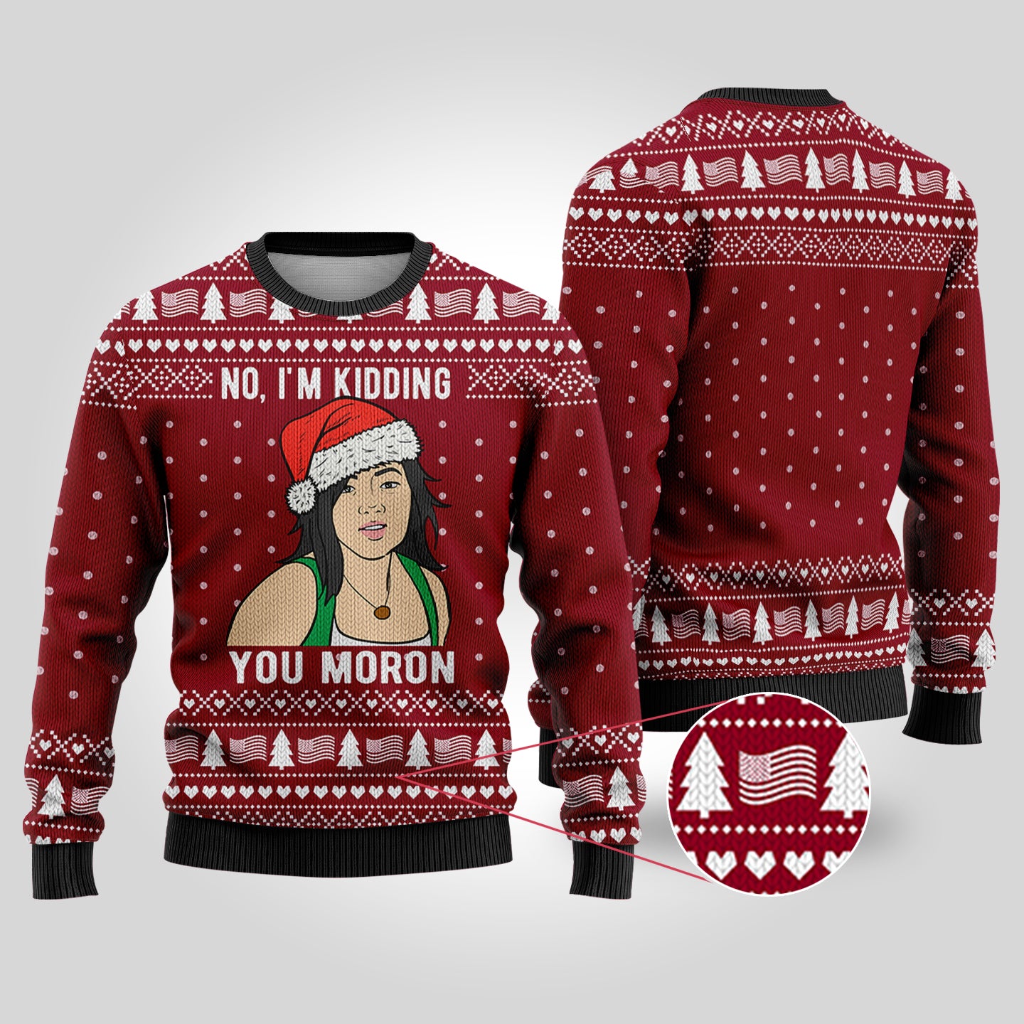 Sue Gran Torino Ugly Christmas Sweater Cardinal Red