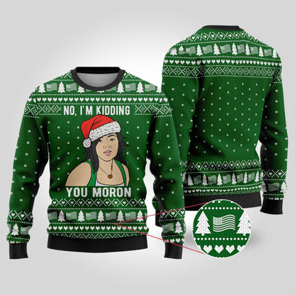 Sue Gran Torino Ugly Christmas Sweater Forest Green
