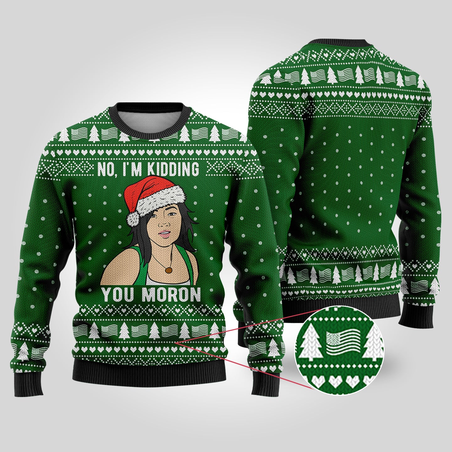 Sue Gran Torino Ugly Christmas Sweater Forest Green