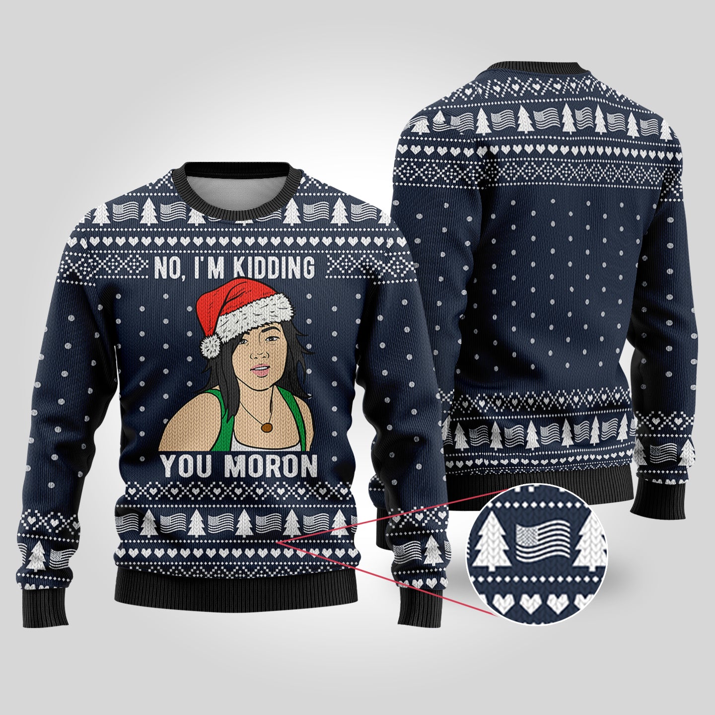 Sue Gran Torino Ugly Christmas Sweater Navy