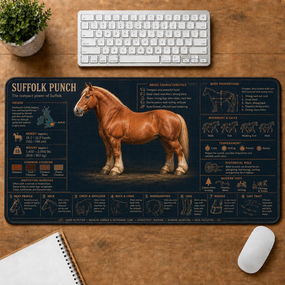 Suffolk Punch Horse Horse and Equestrian Visual Guide Desk Mat | 5To9Vibe