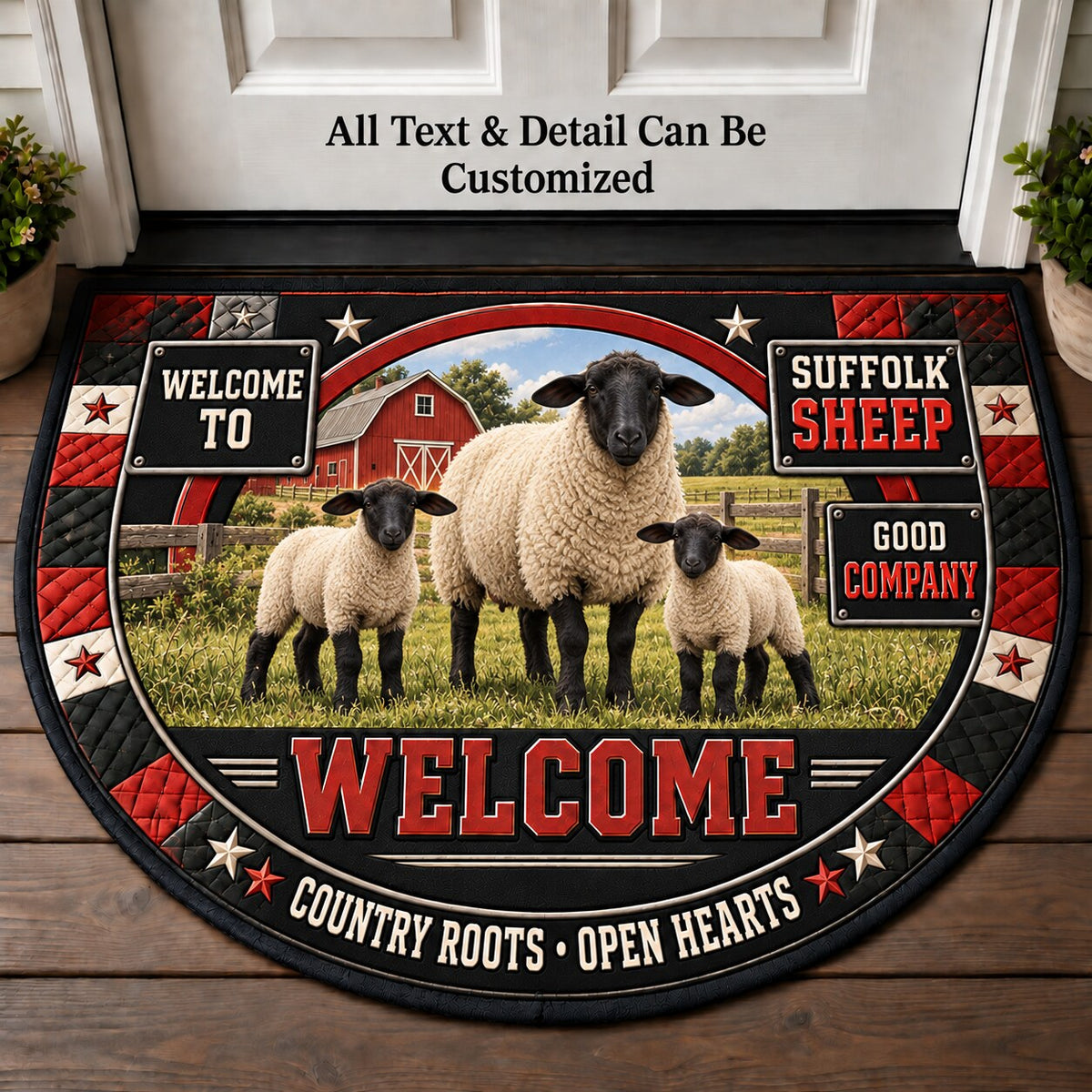 Suffolk Sheep Personalized Half Round Mat | 5To9Vibe