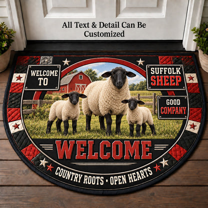 Suffolk Sheep Personalized Half Round Mat | 5To9Vibe