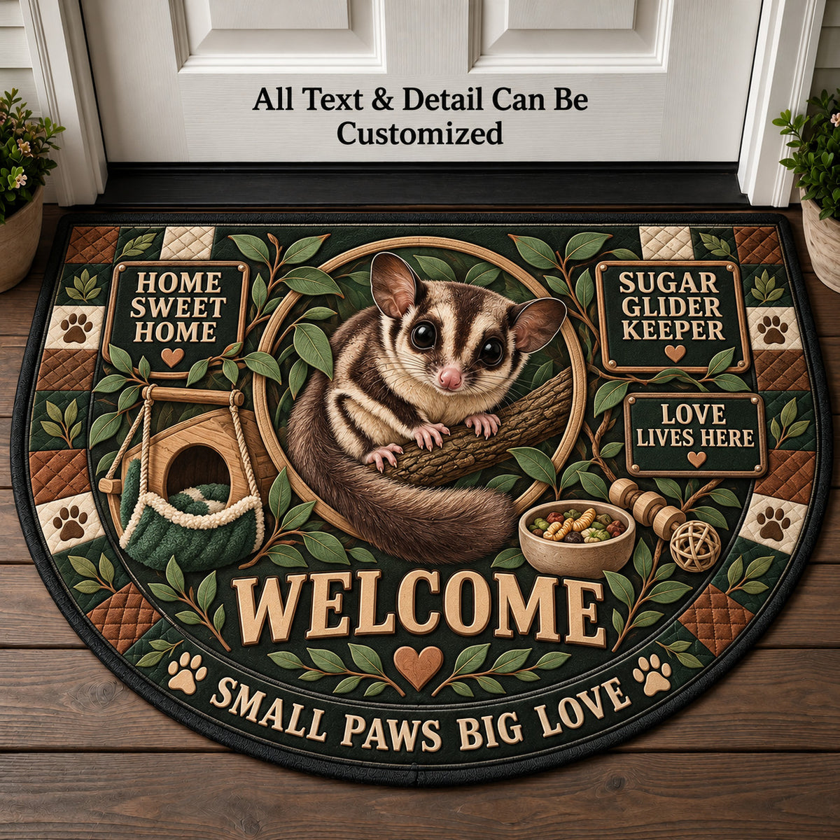 Sugar Glider Keeper Personalized Half Round Mat | 5To9Vibe