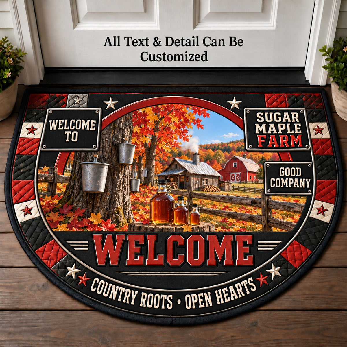 Sugar Maple Farm Personalized Half Round Mat | 5To9Vibe