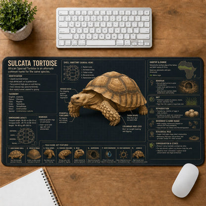 Sulcata Tortoise Turtle and Tortoise Species Guide Desk Mat | 5To9Vibe