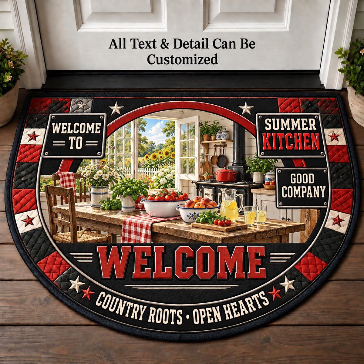 Summer Kitchen Personalized Half Round Mat | 5To9Vibe