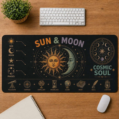 Cosmic Eye Hippie Desk Mat Mouse Pad | 5To9Vibe - Sun & Moon style