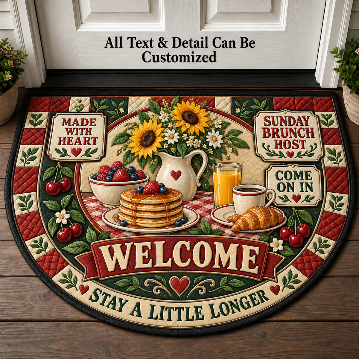 Sunday Brunch Host Personalized Half Round Mat | 5To9Vibe