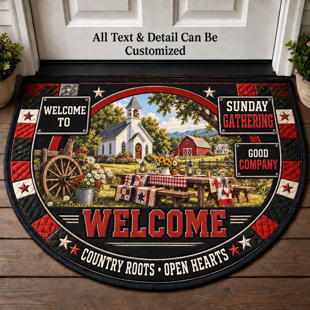 Sunday Gathering Personalized Half Round Mat | 5To9Vibe