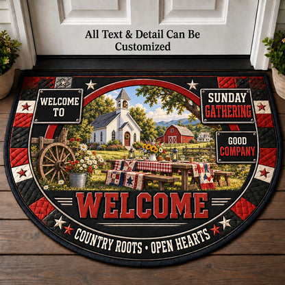 Sunday Gathering Personalized Half Round Mat | 5To9Vibe
