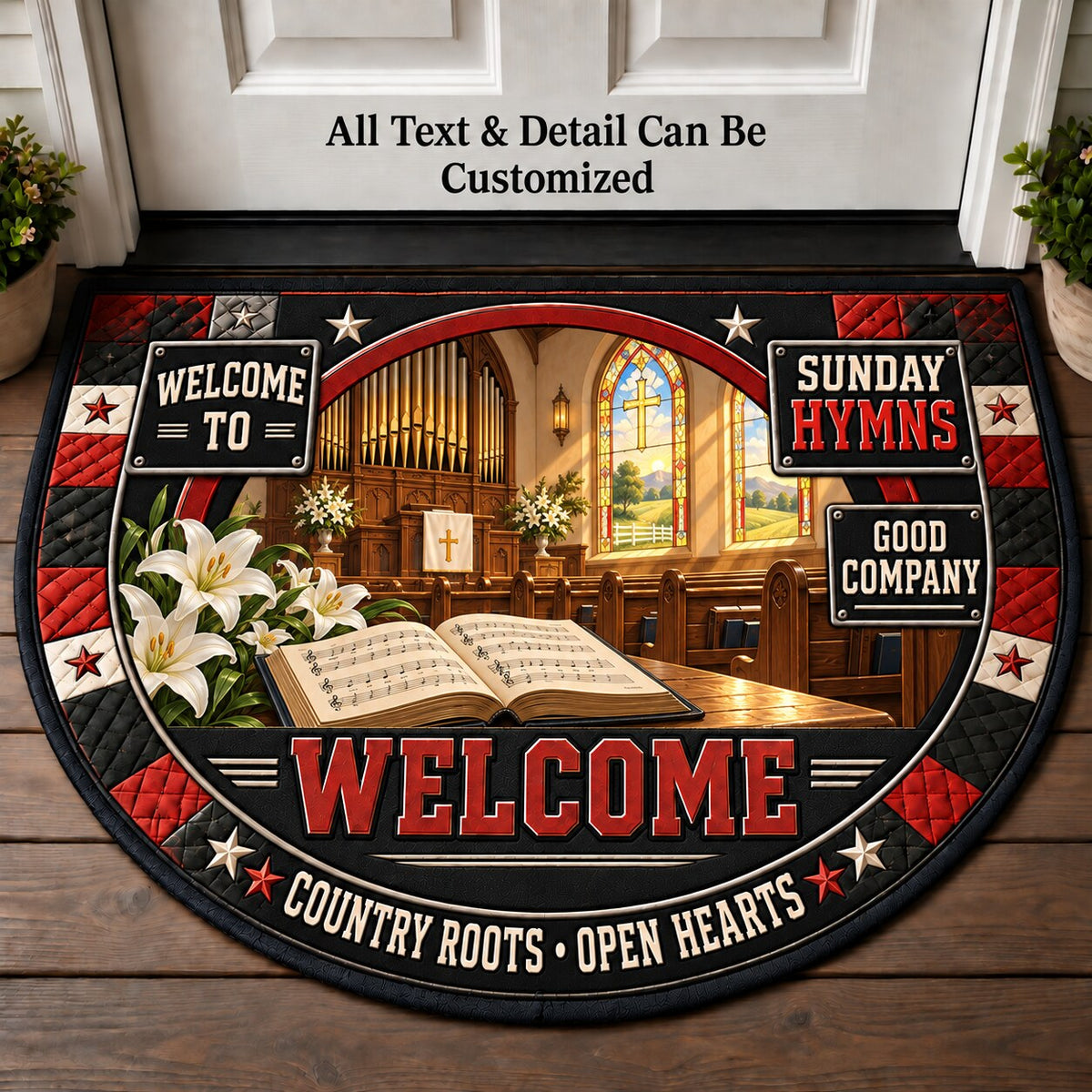 Sunday Hymns Personalized Half Round Mat | 5To9Vibe