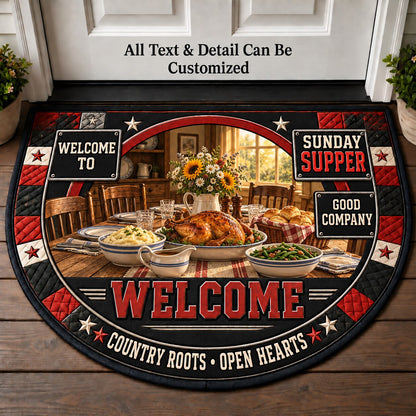 Sunday Supper Personalized Half Round Mat | 5To9Vibe