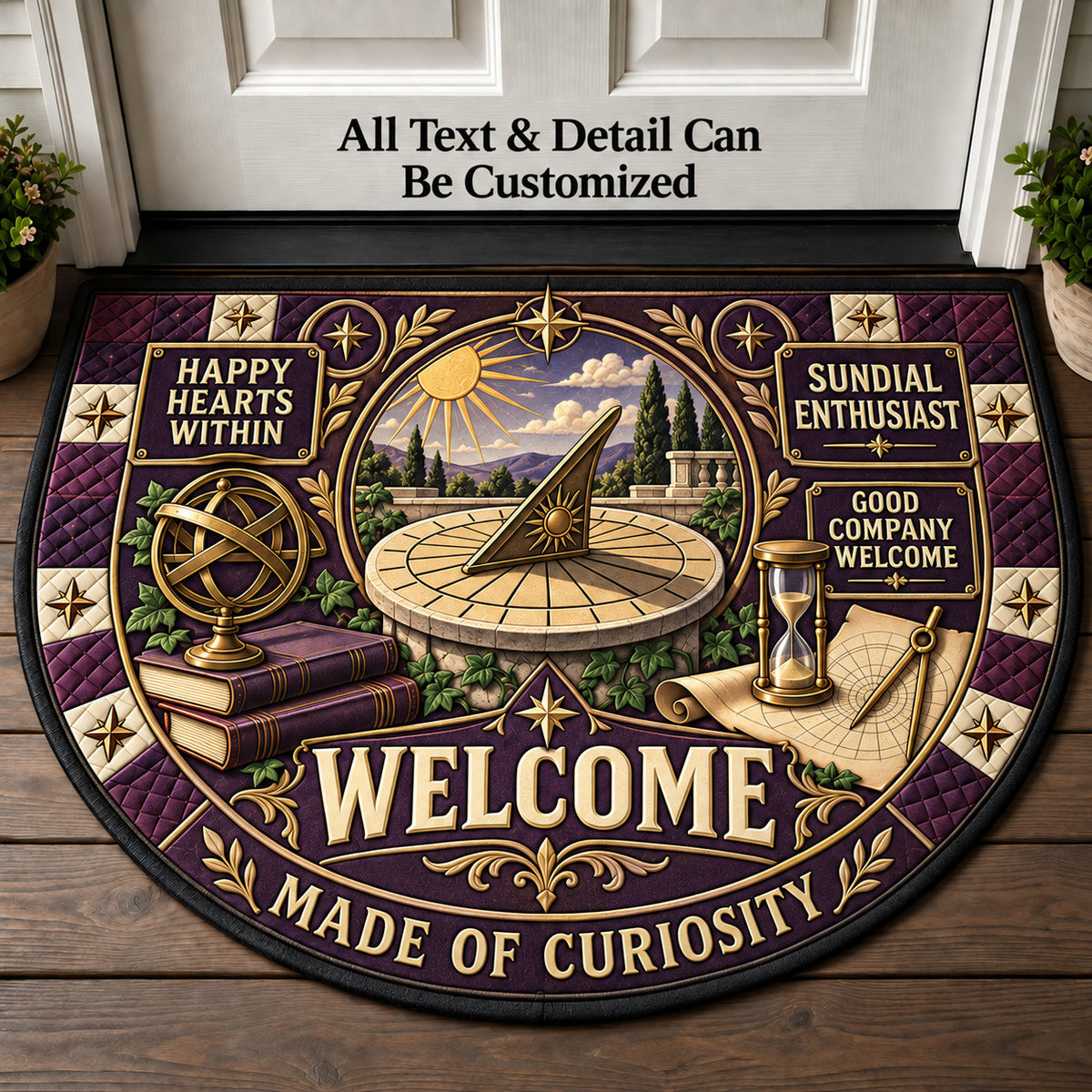 Sundial Enthusiast Personalized Half Round Mat | 5To9Vibe