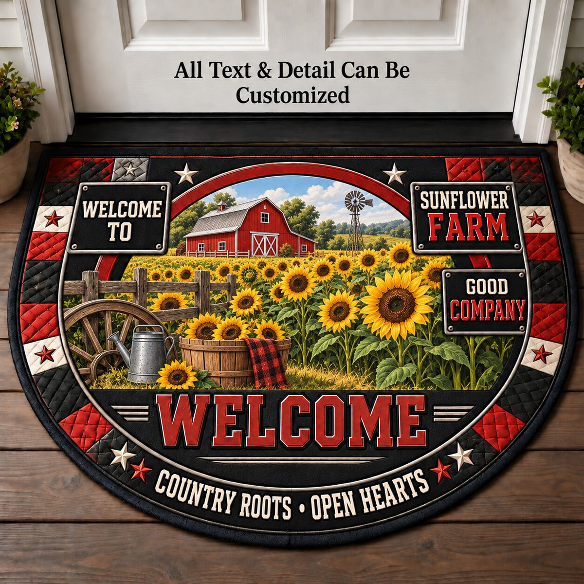 Sunflower Farm Personalized Half Round Mat | 5To9Vibe