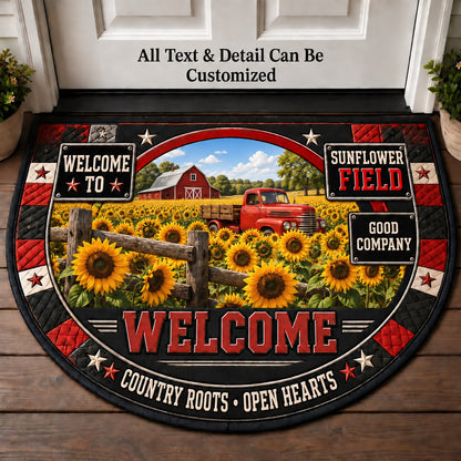 Sunflower Field Personalized Half Round Mat | 5To9Vibe