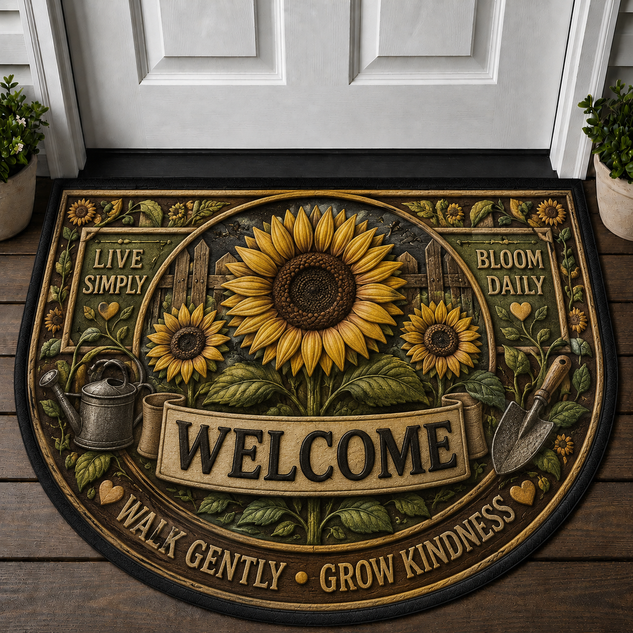 Farm Fresh Locally Grown Welcome Mat - Support Local Farmers Red Truck Doormat - 5to9vibe