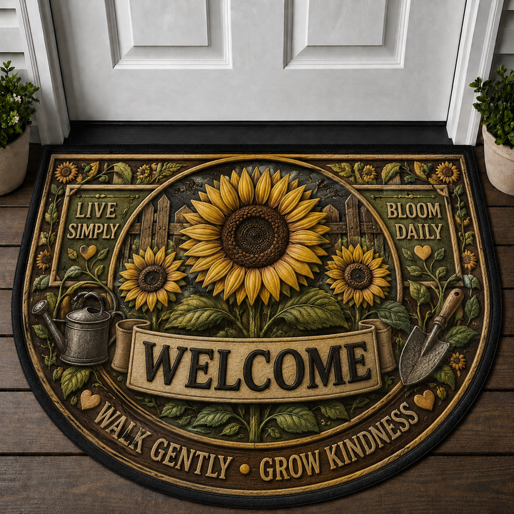 Welcome To Our Home Sunflowers Doormat - Bloom And Grow Floral Welcome Mat - 5to9vibe