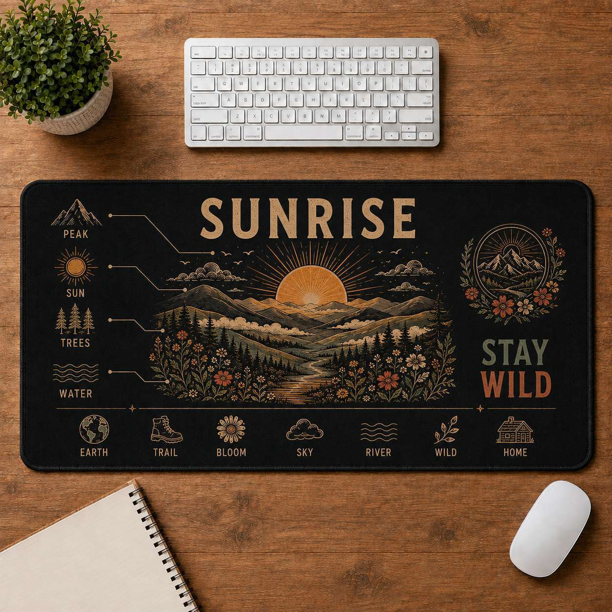 Forest Hippie Desk Mat Mouse Pad | 5To9Vibe - Sunrise style