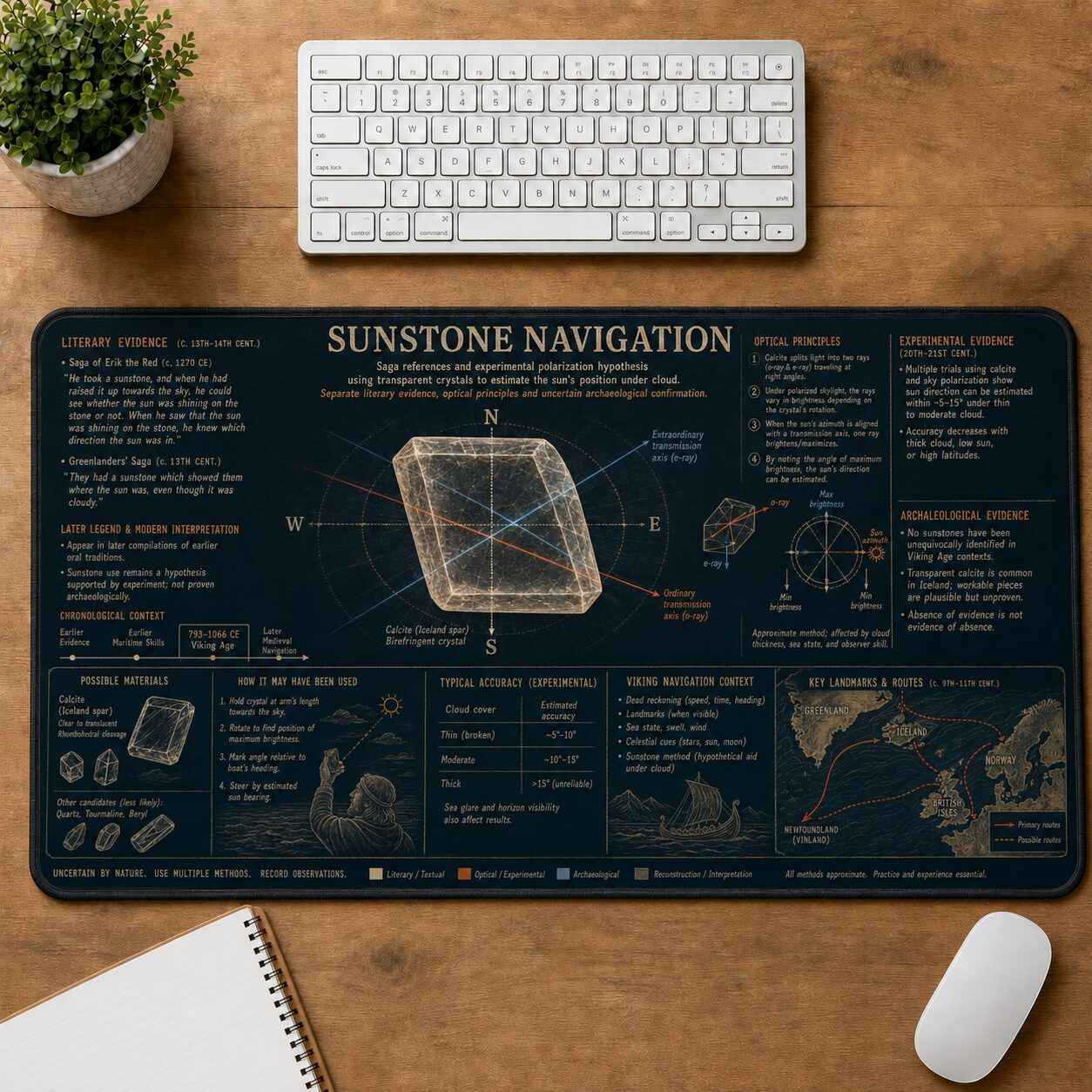 Sunstone Navigation Viking History and Culture Guide Desk Mat | 5To9Vibe