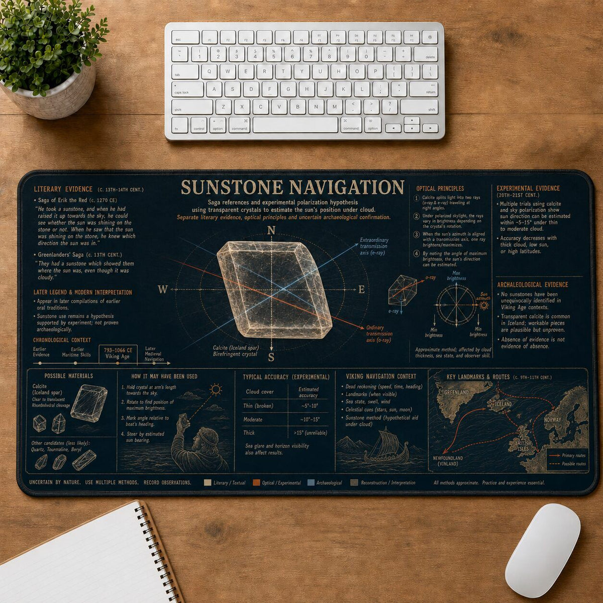 Sunstone Navigation Viking History and Culture Guide Desk Mat | 5To9Vibe
