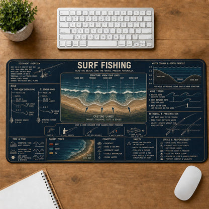Surf Fishing Fishing Field Guide Desk Mat | 5To9Vibe