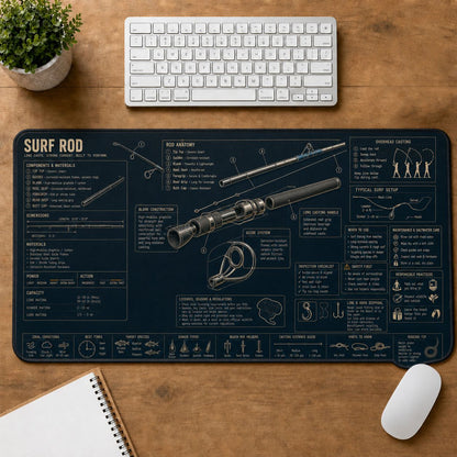 Surf Rod Fishing Field Guide Desk Mat | 5To9Vibe