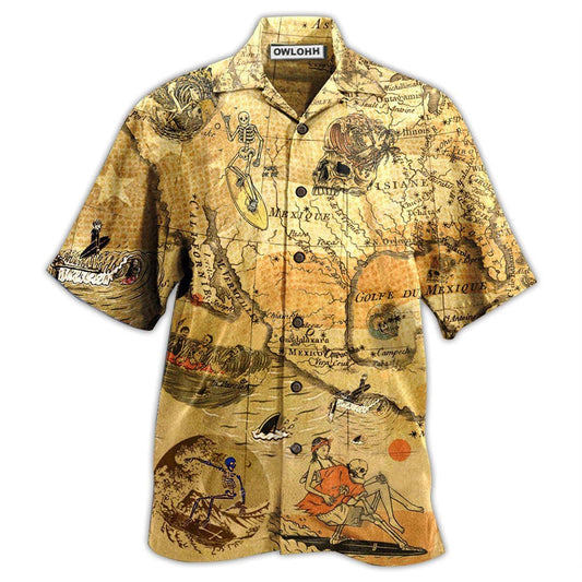 Hawaiian Shirt / Adults / S Surfing Skeleton Vintage - Hawaiian Shirt 