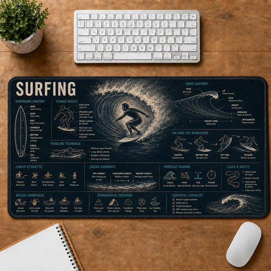 Surfing Sports Visual Guide Desk Mat | 5To9Vibe