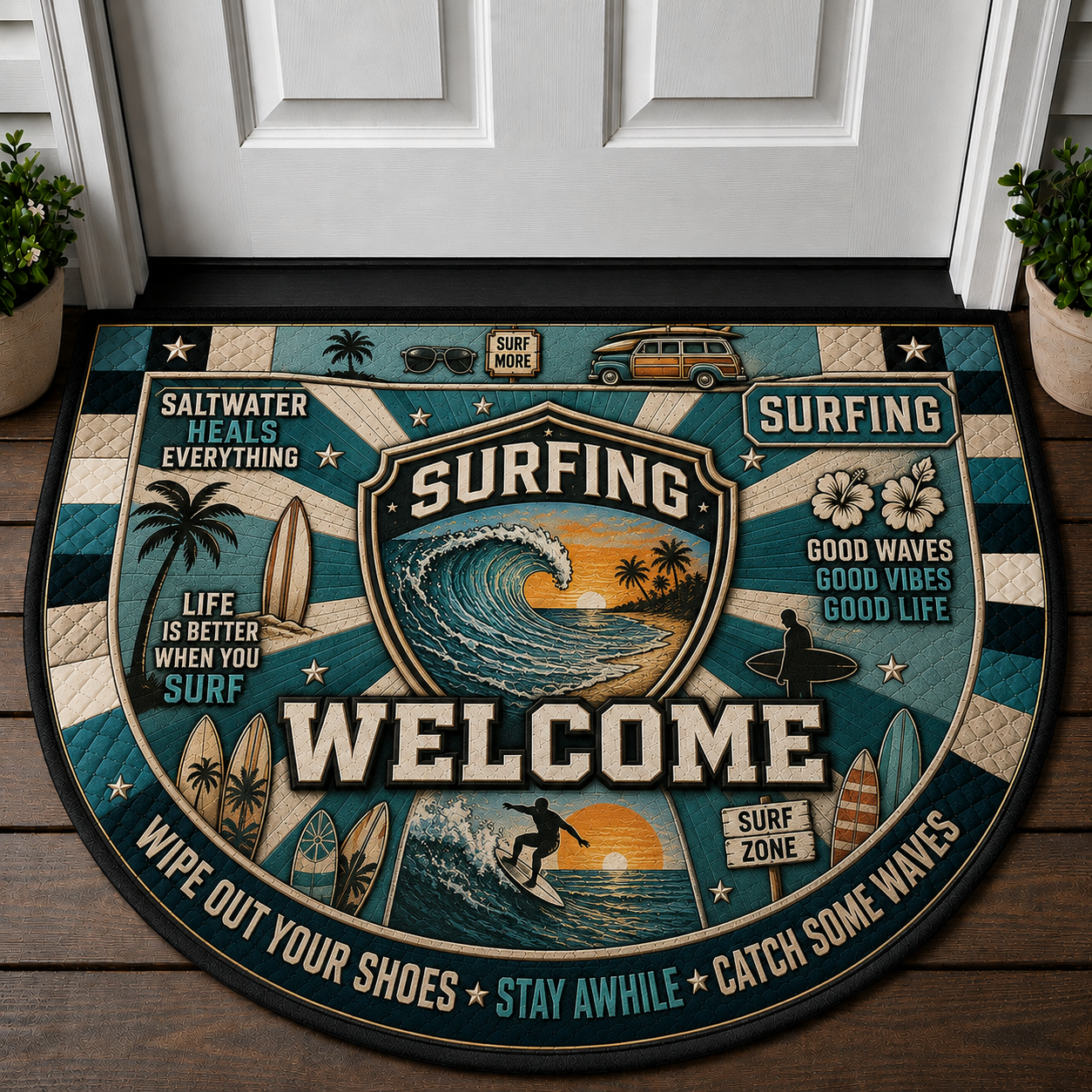 Running Welcome Mat - Motivational Trail Runner Outdoor Doormat - 5to9vibe