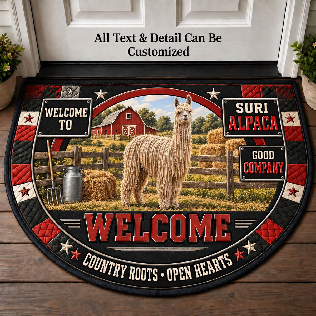 Suri Alpaca Personalized Half Round Mat | 5To9Vibe