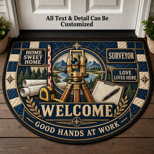 Surveyor Personalized Half Round Mat | 5To9Vibe