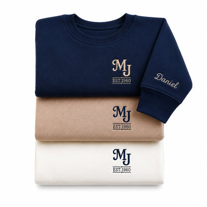 1960 Custom Monogram Embroidered with Name and Year For Birthday, Anniversary, Mother Dad Gift, Couple Gift, Husband Wife Gift, Family Gift Quarter Zip Sweatshirt, Unisex Sweatshirt, Hoodies, T-shirts