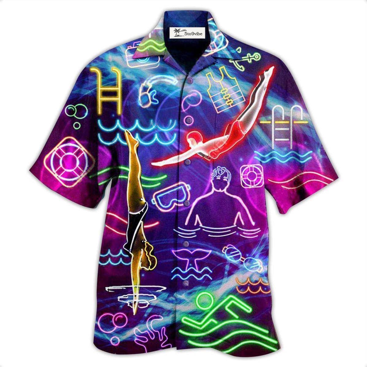 Hawaiian Shirt / Adults / S Swimming With Your Heart Swimming - Hawaiian Shirt 