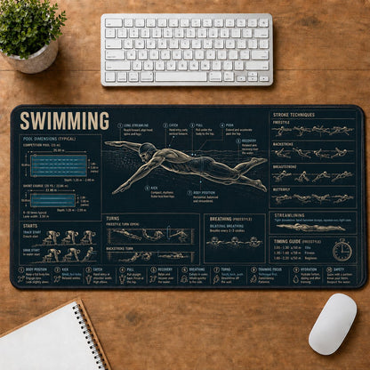 Swimming Sports Visual Guide Desk Mat | 5To9Vibe