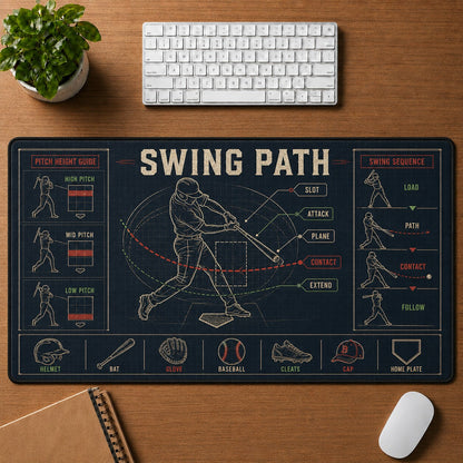 Swing Path Baseball Blueprint Desk Mat | 5To9Vibe