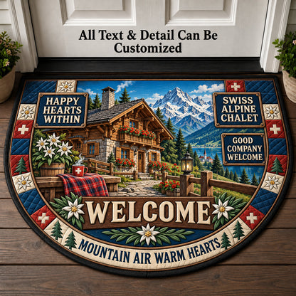 Swiss Alpine Chalet Personalized Half Round Mat | 5To9Vibe