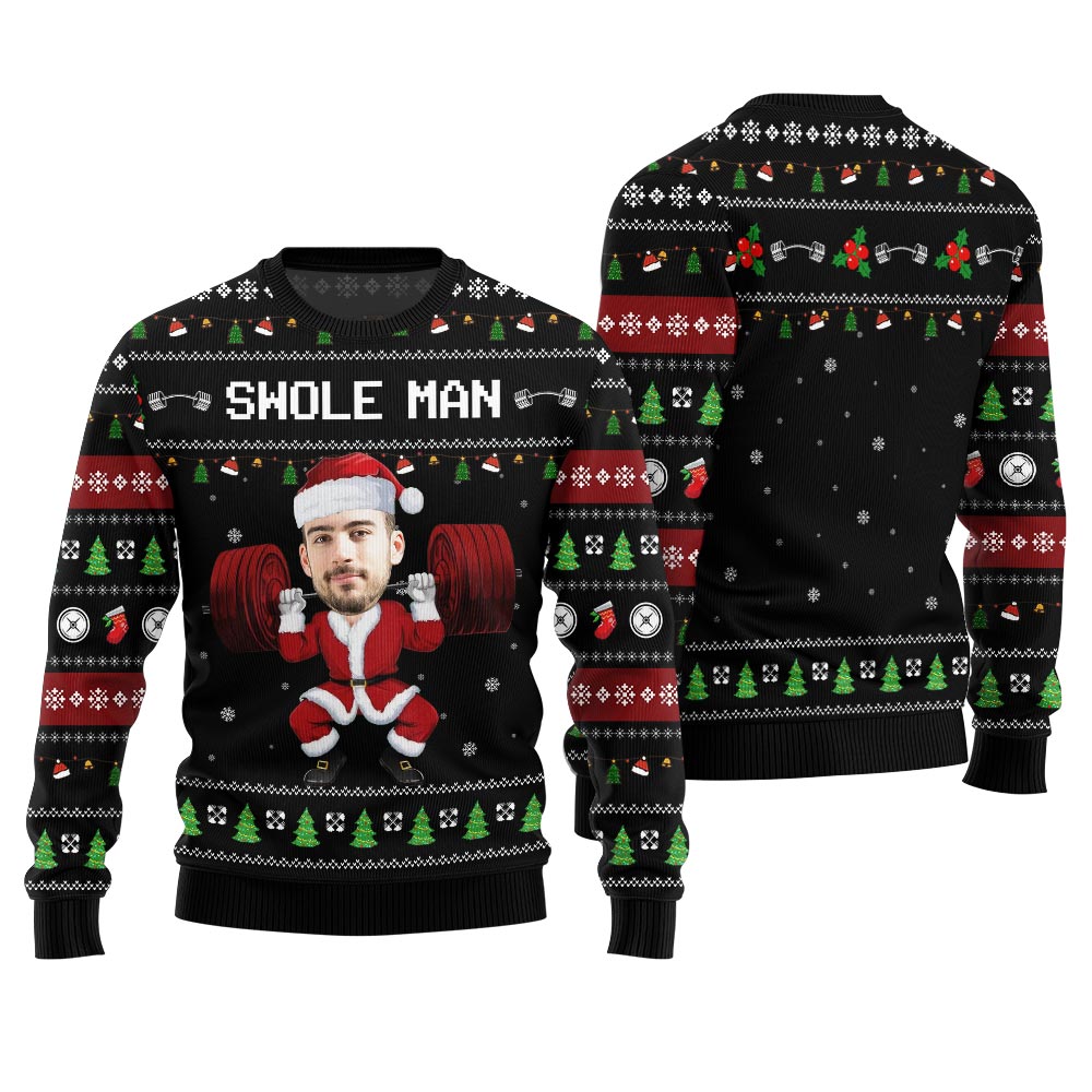 Swole Man Custom Face Ugly Christmas Sweater