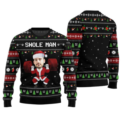 Swole Man Custom Face Ugly Christmas Sweater