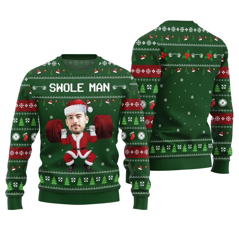 Swole Man Custom Face Ugly Christmas Sweater