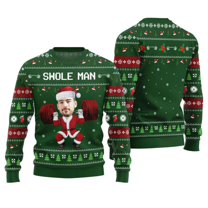 Swole Man Custom Face Ugly Christmas Sweater