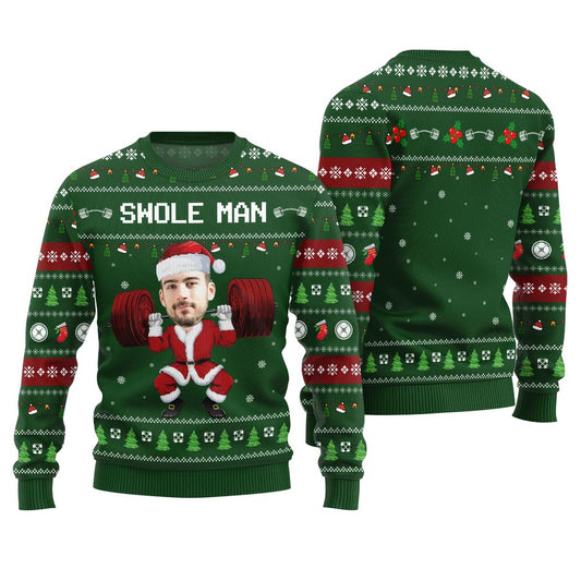 Swole Man Custom Face Ugly Christmas Sweater