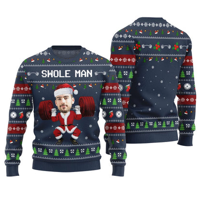 Swole Man Custom Face Ugly Christmas Sweater