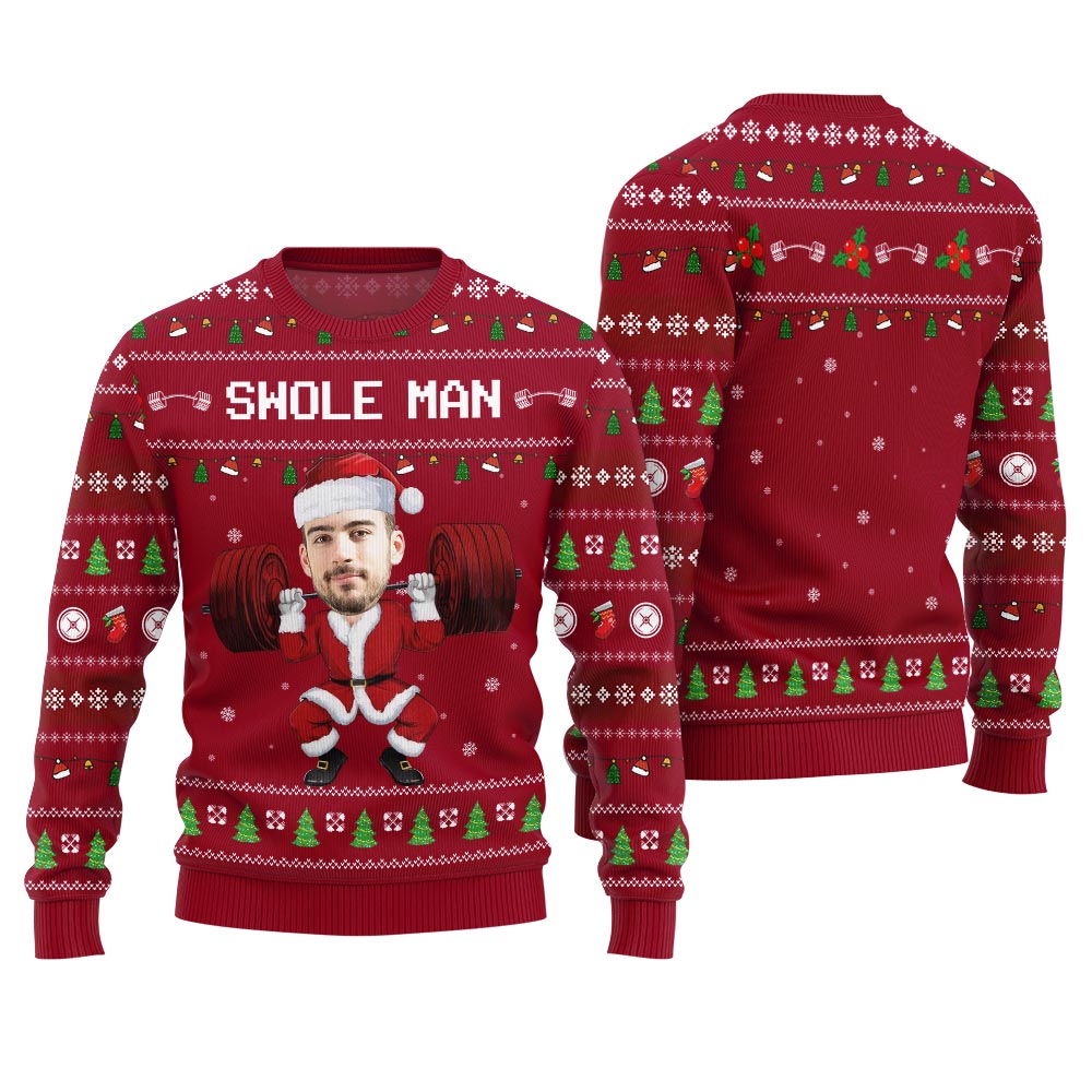 Swole Man Custom Face Ugly Christmas Sweater