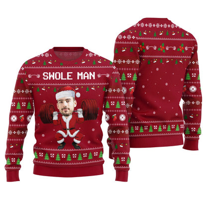 Swole Man Custom Face Ugly Christmas Sweater