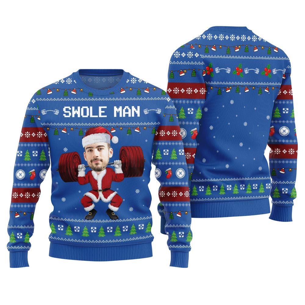 Swole Man Custom Face Ugly Christmas Sweater