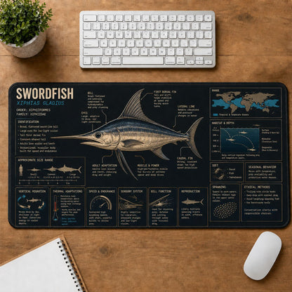 Swordfish Fishing Field Guide Desk Mat | 5To9Vibe
